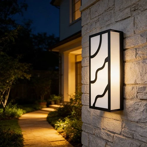 جداري بوابة مستطيل خارجي اسود لون الانارة اصفر 30 واط