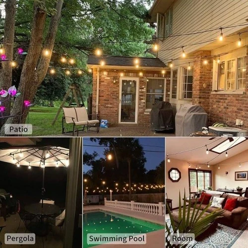  صورة منتج سلك هولدر عقد طول 50 متر اسود نزول 15 سم و 1 لمبة لكل متر مجموع 50 لمبات E27 برو موديل HU2333/50M/50PROE27