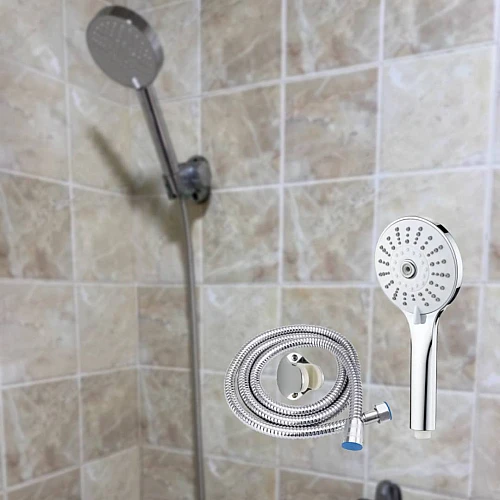 سماعة اكريليك مع هوز ستانلس ستيل مدور كروم