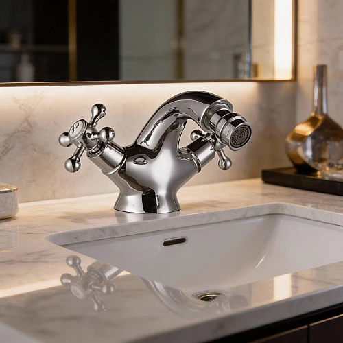 خلاط مغسلة تيتو فضي لامع (كروم) بتصميم كلاسيكي