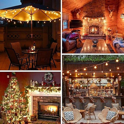 صورة توضيحية لعقد إضاءة اسود 15 متر 50 لمبة E12 LED