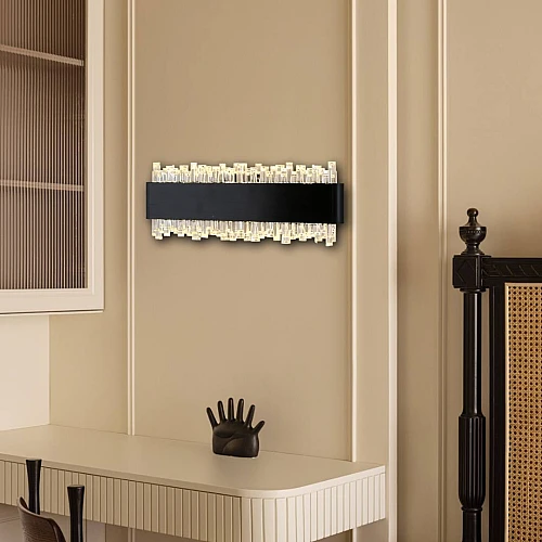 إضاءة ابليك حائط مودرن اسود لون الانارة 3اضاءات 7 واط