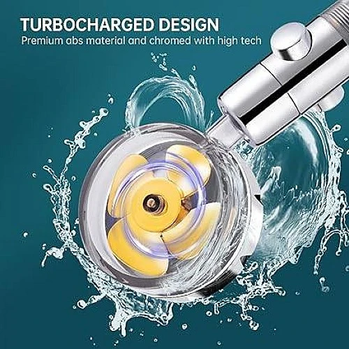 سماعة رأس دش توربيني عالية الضغط مع فلتر مدمج ومروحة ذهبية