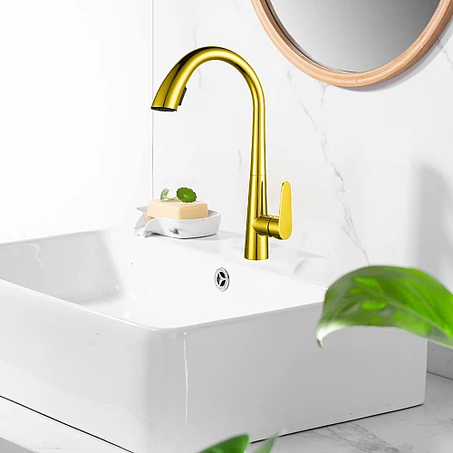 خلاط مجلى سحاب مخفي ذهبي مطفي