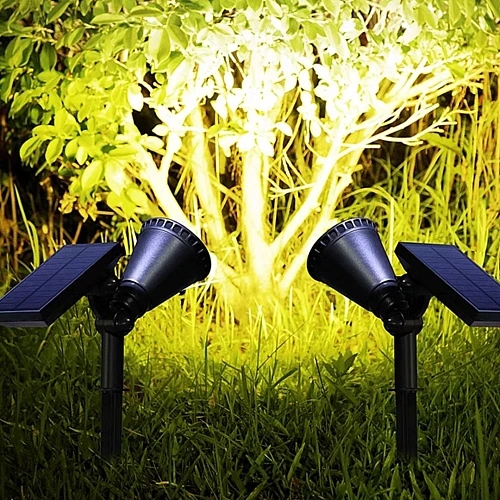 كشاف حديقة غرس إنارة لون الاضاءة اصفر تعمل على الطاقة الشمسية بحساس ضوء متحرك 7 عيون 2 واط