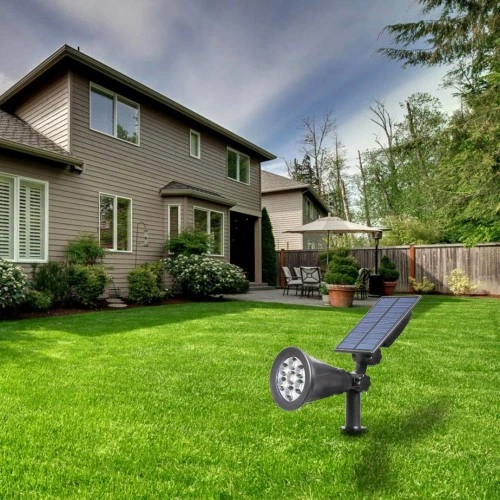 كشاف حديقة غرس إنارة لون الاضاءة اصفر تعمل على الطاقة الشمسية بحساس ضوء متحرك 7 عيون 2 واط