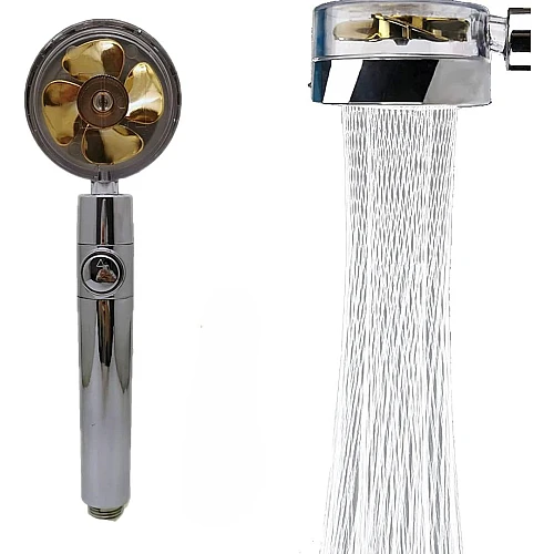 سماعة رأس دش توربيني لضغط ماء فائق وتوفير المياه اسود + ذهبي