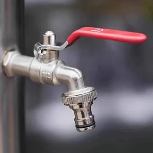 بزبوز نحاس أصلي 1/2 بوصة بمقبض ذراع أحمر