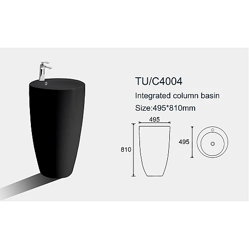 مغسلة سيراميك سوداء برميل ارضي مقاومة للخدش تيتو