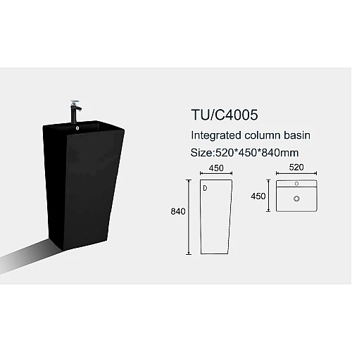 مغسلة سيراميك برميل اسود لامع مقاس 52*45 سم مودرن