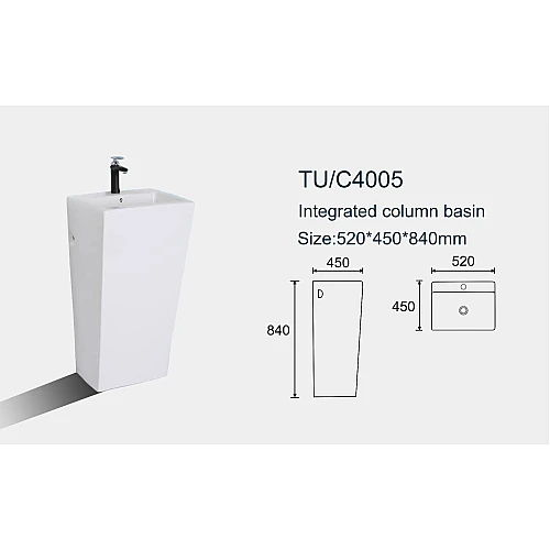 مغسلة سيراميك برميل أبيض مقاس 52*45 سم تصميم مودرن