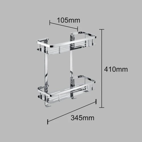 رف حمام كروم فضي ستانلس ستيل 304 دورين