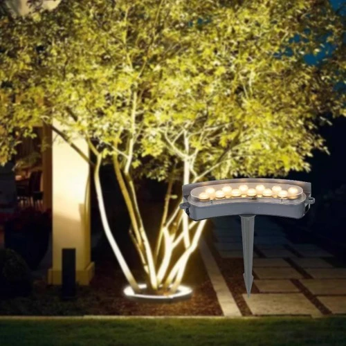 كشاف حديقة غرس رمادي لون الانارة اصفر 12 واط