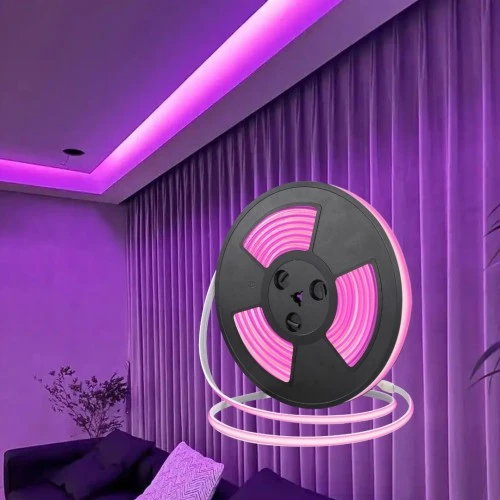 شريط لاصق كوب 24 فولت ( قص حر من اي مكان ) 10 متر لون الانارة وردي " يحتاج الى محول كهربائي للتوصيل "