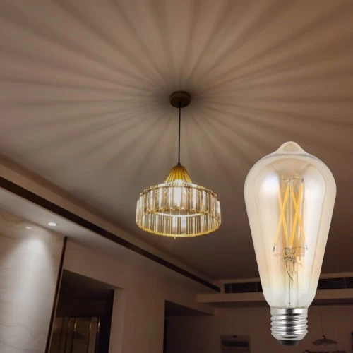  صورة منتج لمبة ليد ديكورية 7 واط شكل كمثرى زجاج ذهبي