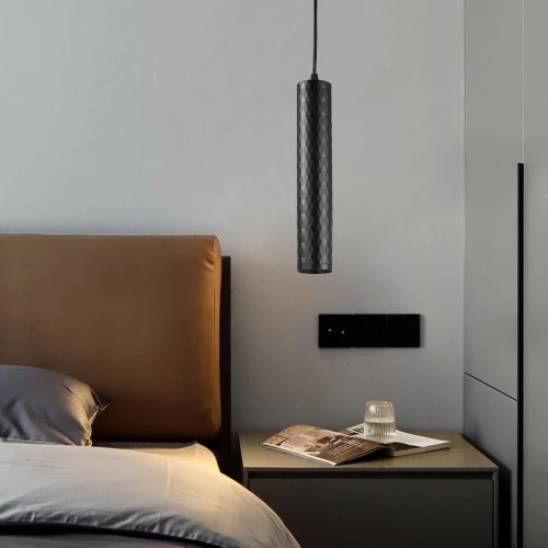 سلندر علاقي اسطواني منقوش مقاس 30 سم GU10 اسود