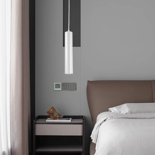 سلندر علاقي اسطواني منقوش مقاس 30 سم GU10 ابيض