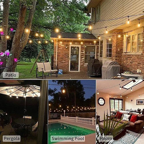 سلك هولدر عقود طول 100 متر اسود نزول 15 سم و 1 لمبة لكل متر مجموع 100 لمبة قاعدة E27