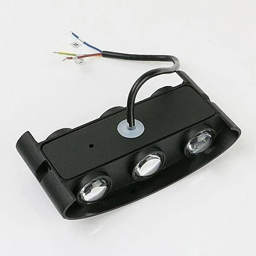 كشاف بوابة خارجي اسود +ملون ثلاثي 6 عين LED