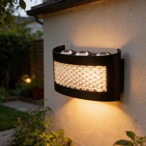 جداري بوابة خارجي اسود + شفاف لون الانارة اصفر 6 عيون 10 واط LED