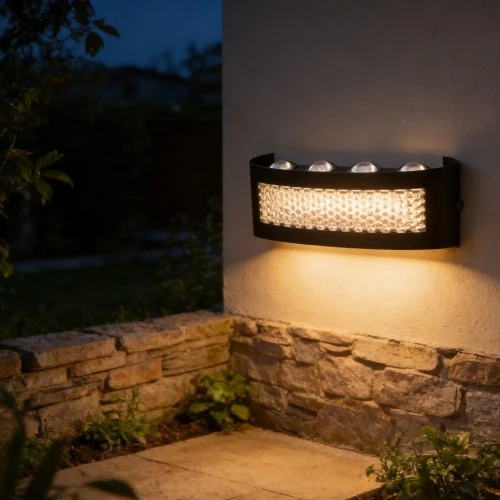 جداري بوابة خارجي اسود + شفاف لون الانارة اصفر 8 عيون 12 واط LED