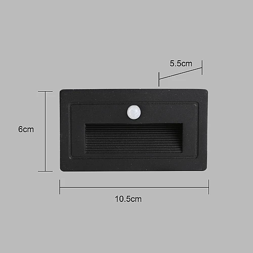 كشاف درج مستطيل اسود دفن مع حساس حركة 3 واط