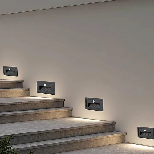 كشاف درج مستطيل اسود دفن مع حساس حركة 3 واط