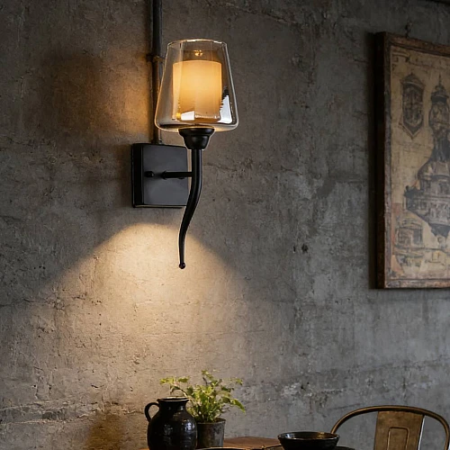 إضاءة جلو ويف جدارية مفرد مودرن اسود E27