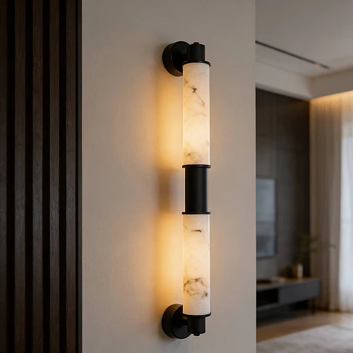 إضاءة أبليك حائط مودرن أسود لون الانارة أصفر 20 واط مقاس 70 سم