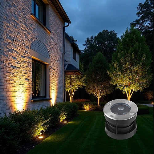 كشاف ارضي دفن 10 سم غاطس 6 عدسات لون الانارة اصفر 6 واط توفل