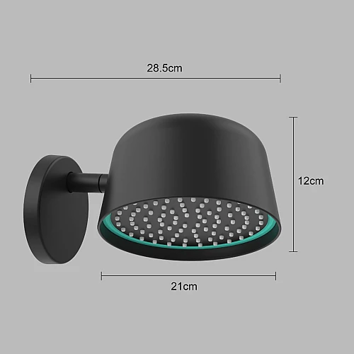 رأس دش مطري اسود LED مع ماسورة جدارية بتصميم مودرن