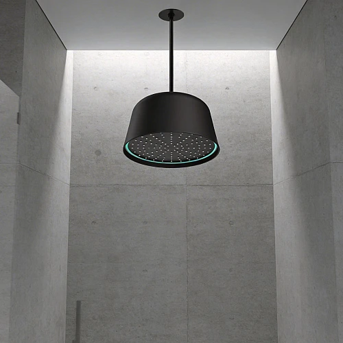 دش "الثريا" المطري السقفي مقاس 30 سم - إضاءة LED ذاتية (اسود مطفي)