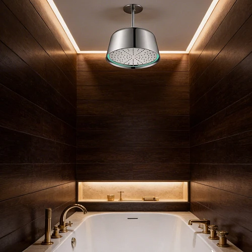 دش "الثريا" المطري السقفي مقاس 30 سم - إضاءة LED ذاتية (كروم لامع)