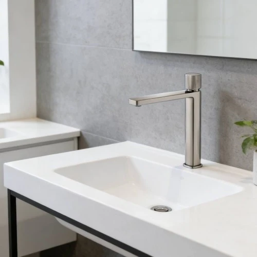 خلاط مغسلة طويل رمادي مطفي مودرن نحاس