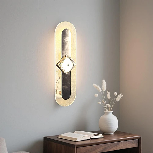 اضاءة جدارية بيضاوي كريستال ذهبي لون الانارة 3 اضاءات مقاس 40 سم 9 واط