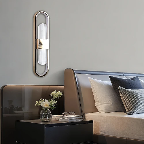 اضاءة جدارية بيضاوي سادة ذهبي لون الانارة 3 اضاءات مقاس 39 سم 15 واط