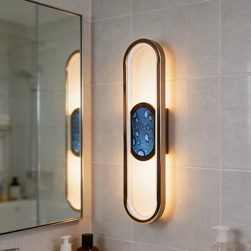 اضاءة جدارية بيضاوي ذهبي لون الانارة 3 اضاءات مقاس 40 سم 15 واط