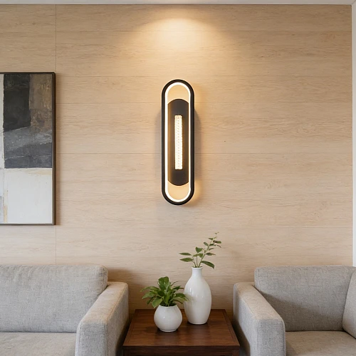 اضاءة جدارية بيضاوي + كريستال اسود لون الانارة 3 اضاءات مقاس 40 سم 15 واط