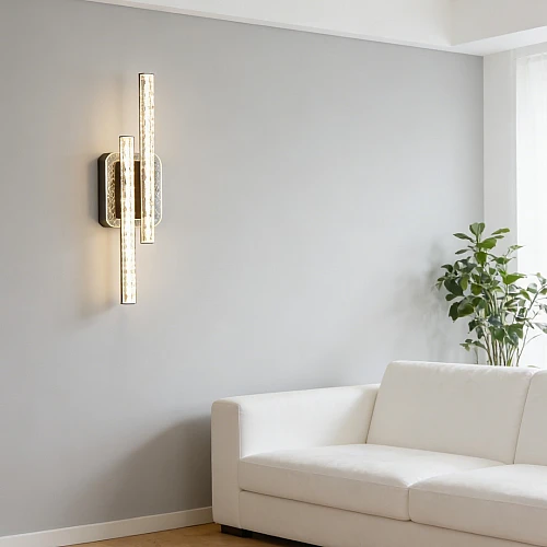 اضاءة جدارية مستطيل + مسطرتين اسود لون الانارة 3 اضاءات مقاس 40 سم 9 واط