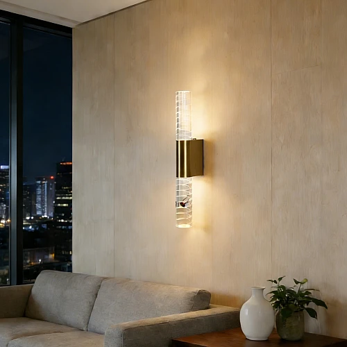 اضاءة جدارية اكريليك زيتي لون الانارة 3 اضاءات مقاس 35 سم 5 واط