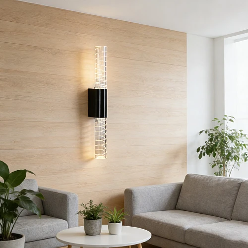 اضاءة جدارية اكريليك اسود لون الانارة 3 اضاءات مقاس 35 سم 5 واط