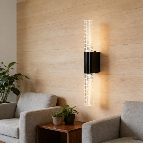 اضاءة جدارية اكريليك اسود لون الانارة 3 اضاءات مقاس 35 سم 5 واط