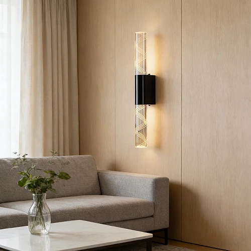 اضاءة جدارية اكريليك اسود لون الانارة 3 اضاءات مقاس 35 سم 5 واط