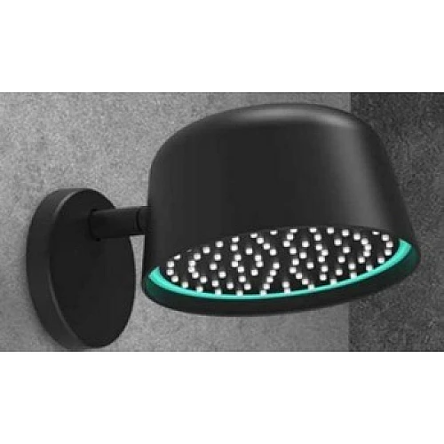 رأس دش مطري اسود LED مع ماسورة جدارية بتصميم مودرن