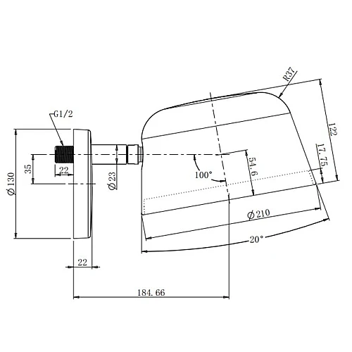 رأس دش مطري كروم لامع LED مع ماسورة جدارية فضية