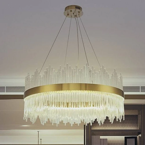  صورة منتج ثريا شكل زيتي بلمسة ساحرة متعددة الألوان ( كريمي + اصفر + ابيض ) قطر 80 سم موديل HA/T3302/800YAB+3COL