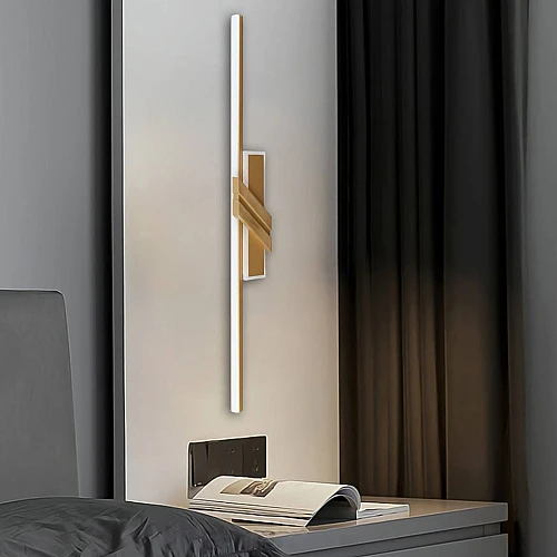 إضاءة ابليك حائط استيل ذهبي لون الانارة 3 اضاءات 30 واط مقاس 80 سم