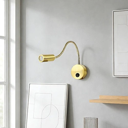 إضاءة أبليك حائط مودرن ذهبي لون الانارة اصفر