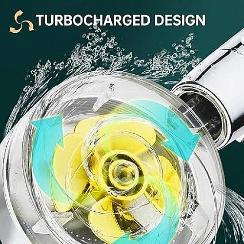 سماعة رأس دش توربيني عالية الضغط مع فلتر مدمج ومروحة ذهبية