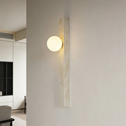 إضاءة ابليك حائط مودرن ترافرتين حجر اصفر جيري 60 سم E14*1L